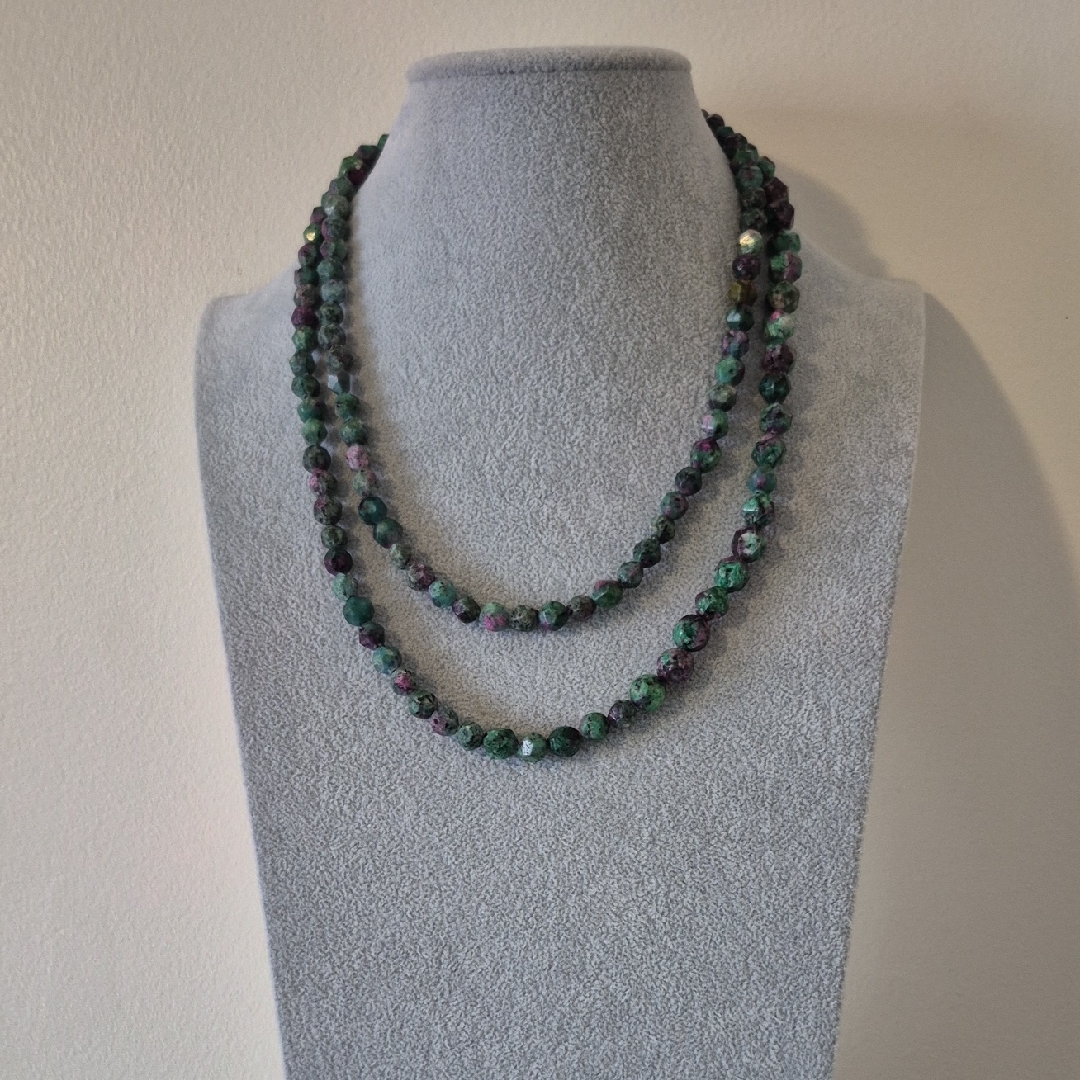 Faceted Zosite Long NecklaceMatching Braclet 70$